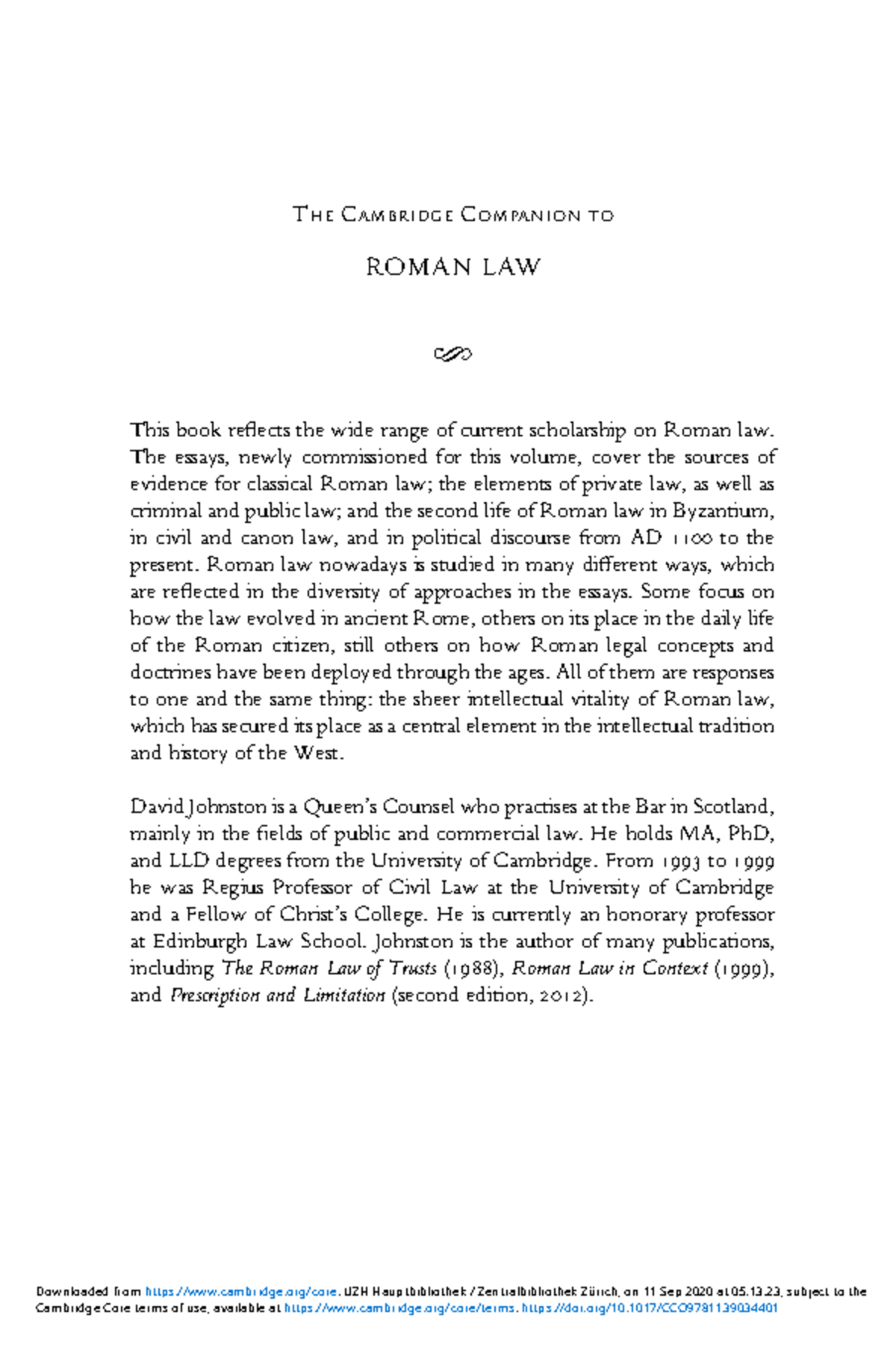 Zimmermann 2015 Roman Law in the Modern World - THE CAMBRIDGE COMPANION ...