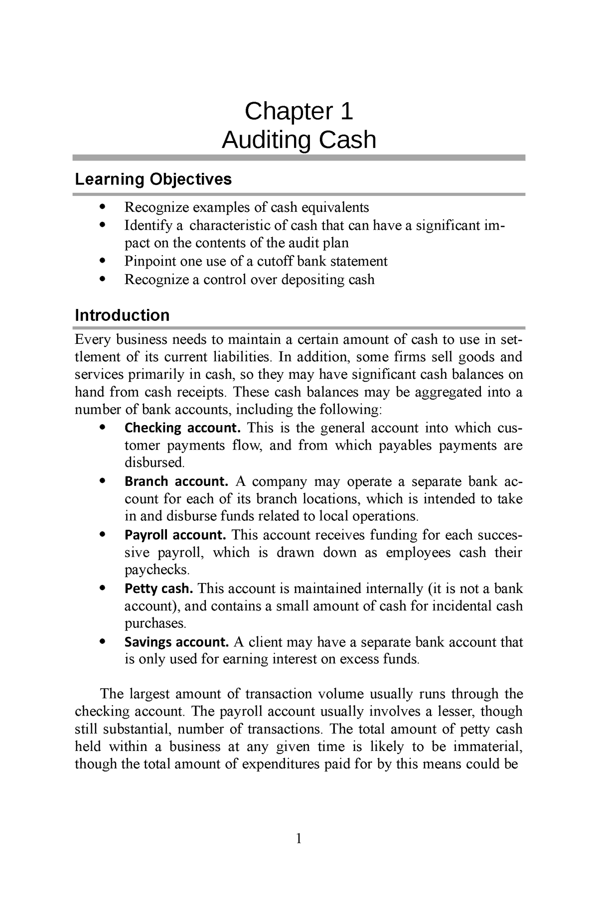 Audit of Cash App1 - gbvktdmgxccc - Chapter 1 Auditing Cash Learning ...