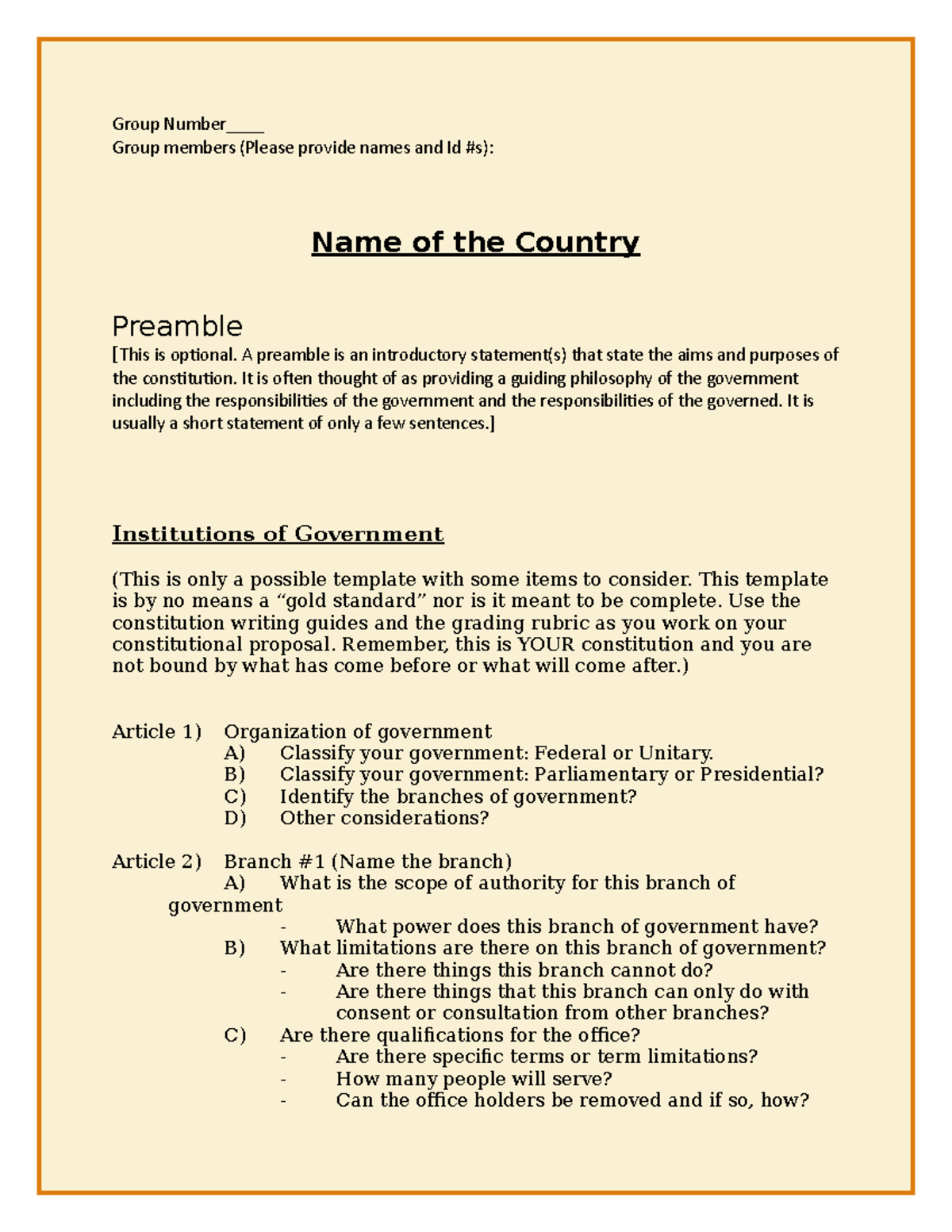 Constitution Template Carinewbi