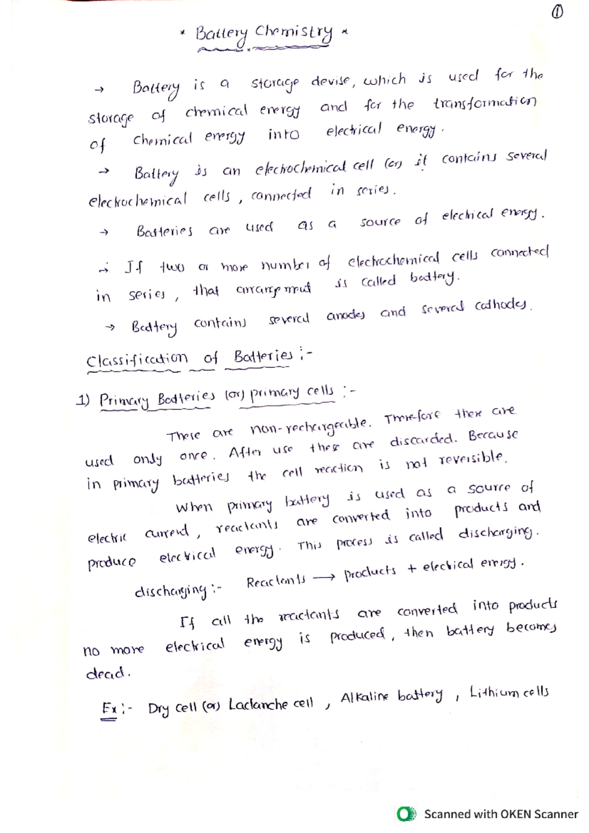 Battery chemistry - last minute notes - Computer Science and ...