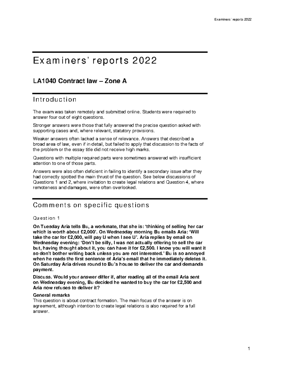 Contract Report 2022 A - Examiners’ Reports 2022 Examiners’ Reports ...