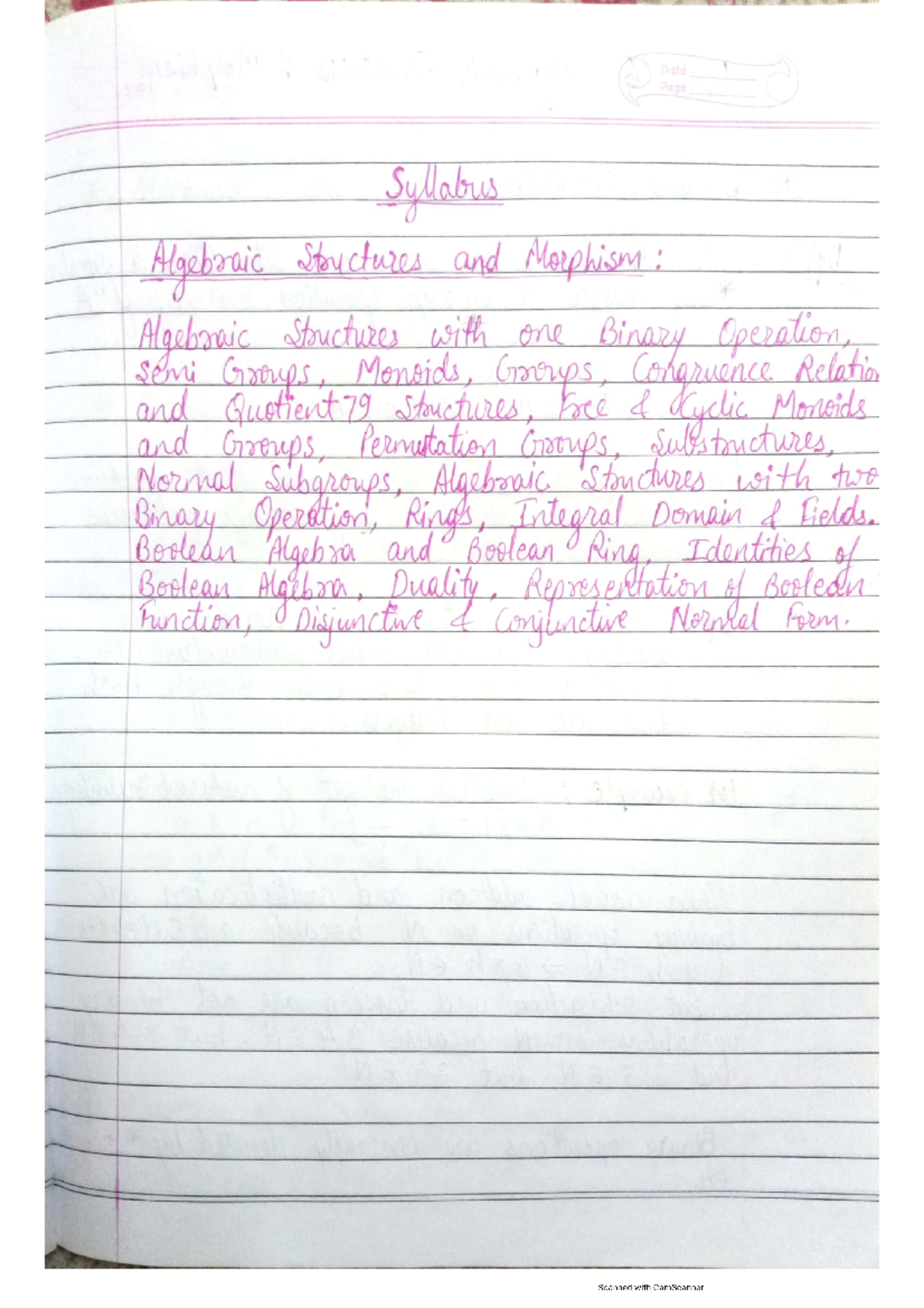 UNIT 5 - notes - Date 1 Page Syllabus Algebraic Structures and Morphism ...