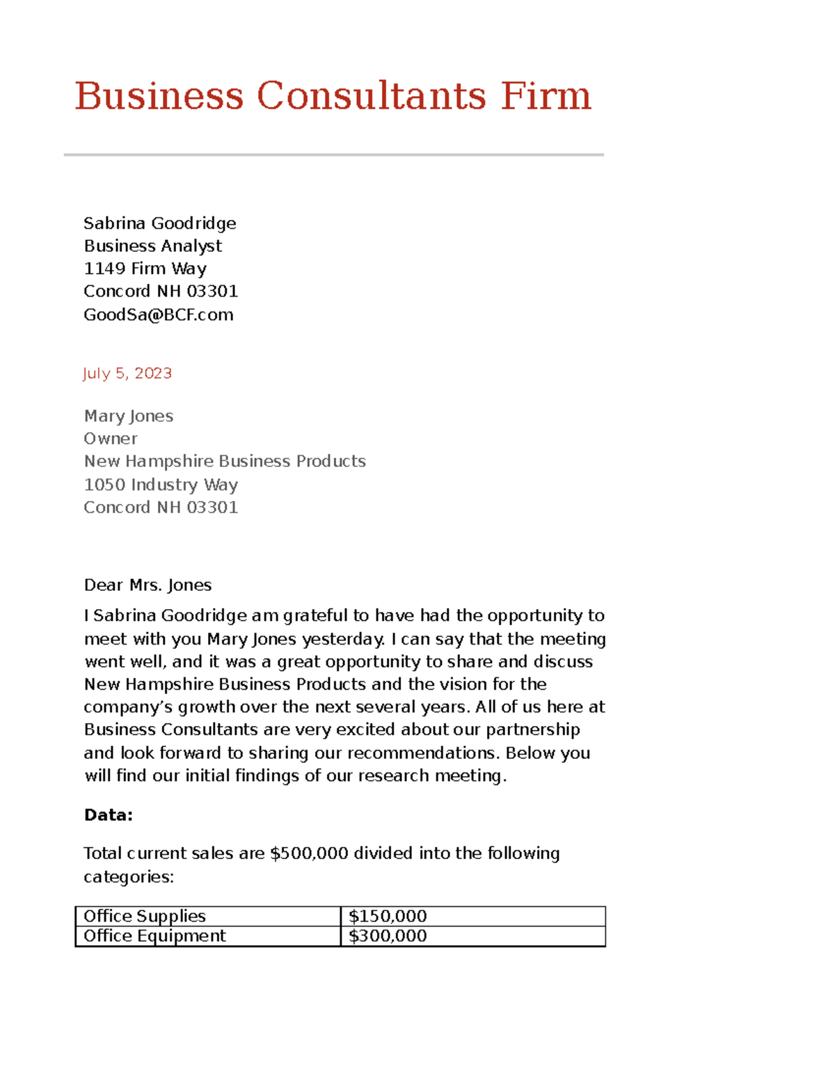 Businessletter v - book work - Business Consultants Firm Sabrina ...