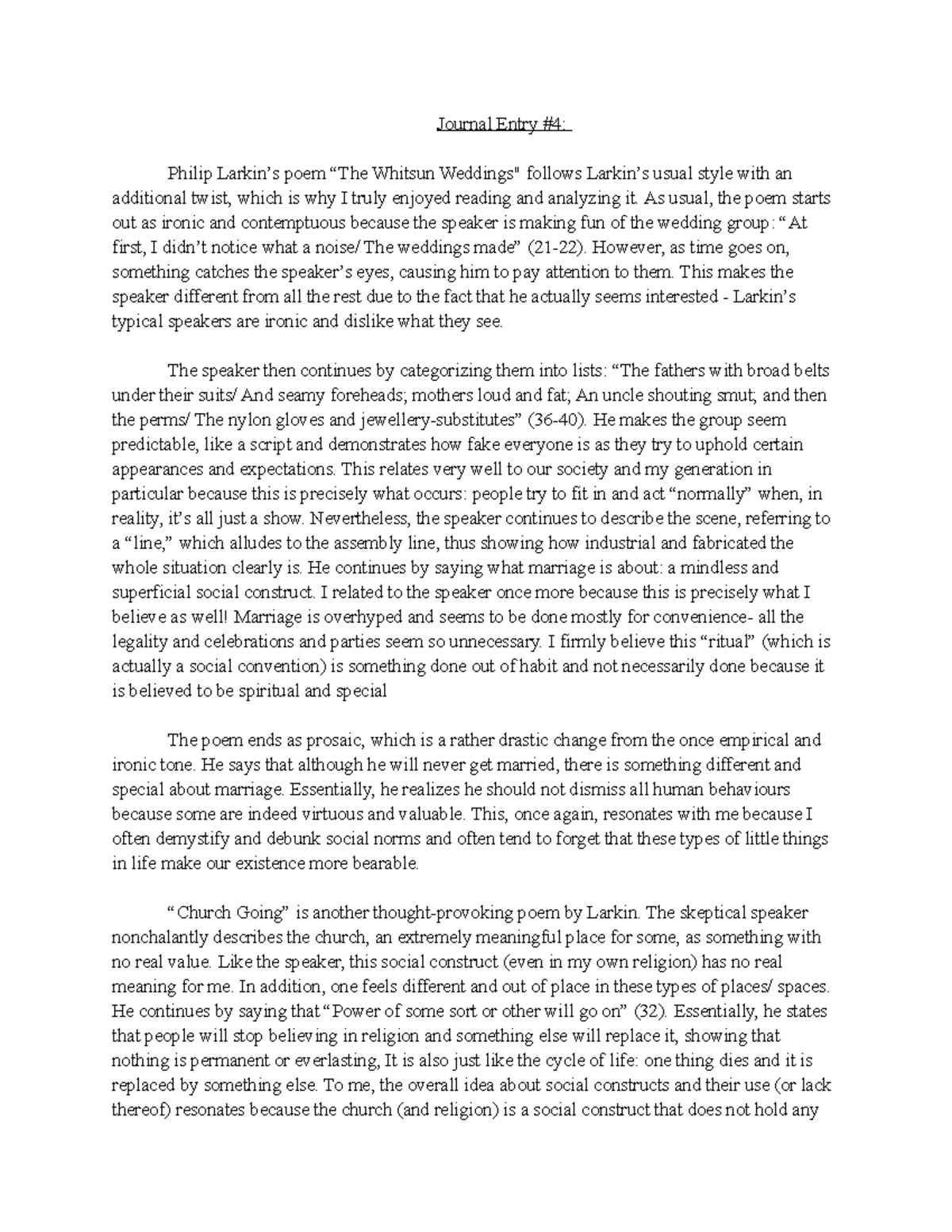 4th journal entry - For online poetry submission - Journal Entry #4 ...