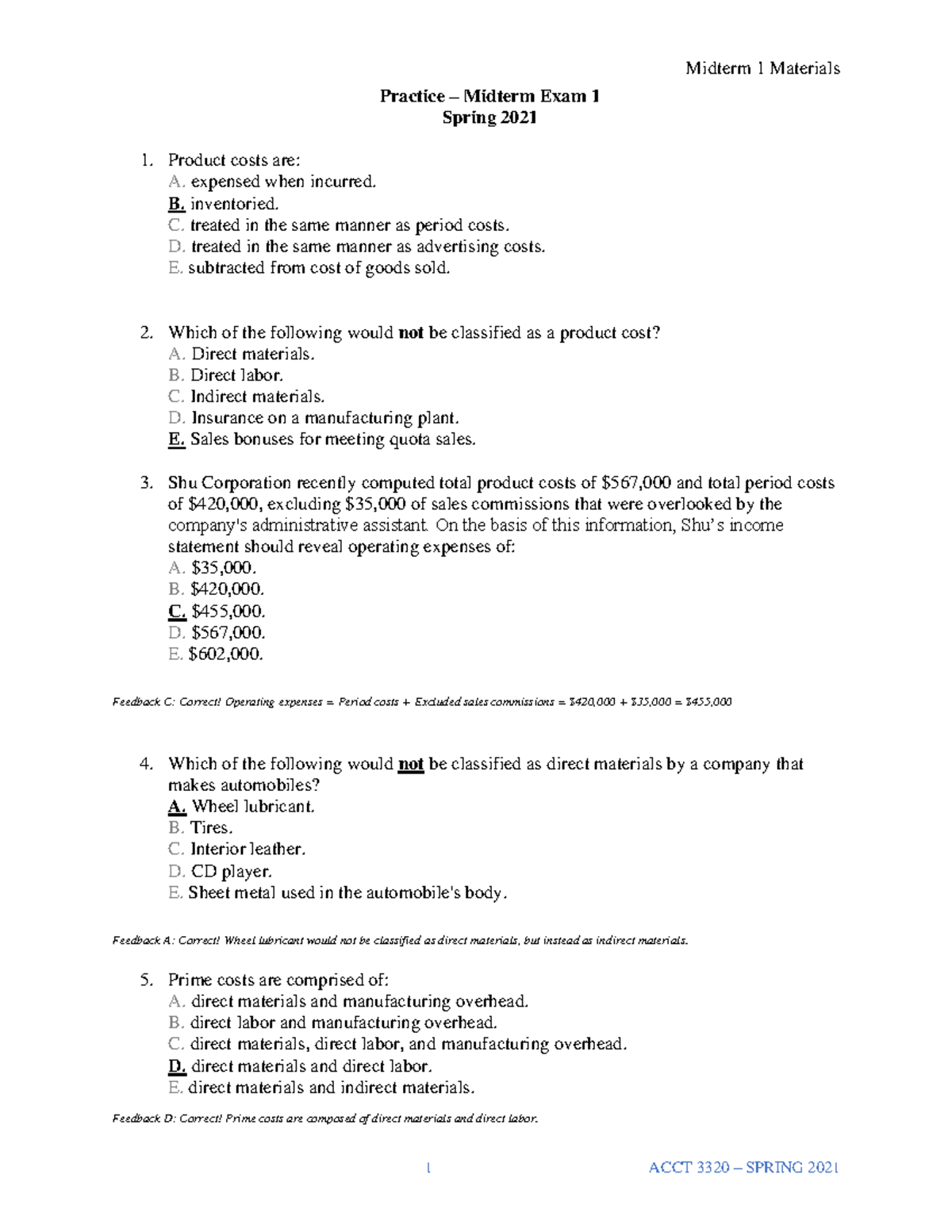 Practice Exam 1 + Answer Spring 2021 - Practice – Midterm Exam 1 Spring ...