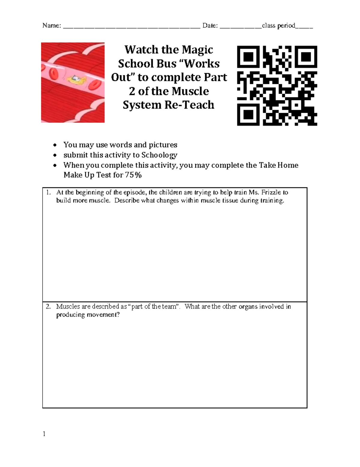 Magic School Bus Works Out Muscle Sysyem Reteach Watch the Magic