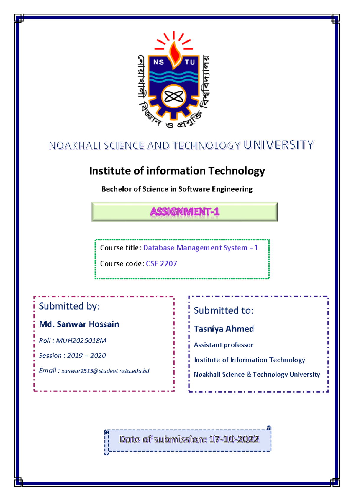Cover page - Data and Telecommunication Management - Institute of ...