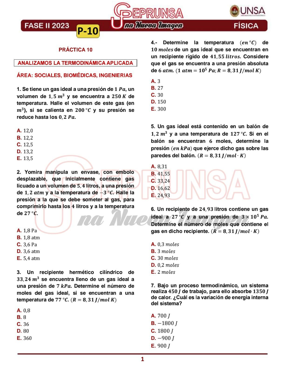 P- 10 Física Ceprunsa 2DA FASE - Fisica - Studocu