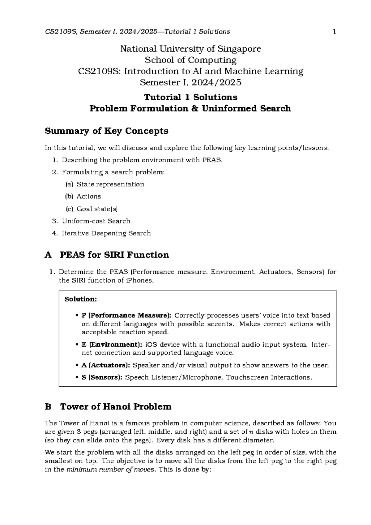 Tutorial 1-solution - NIL - National University of Singapore School of ...