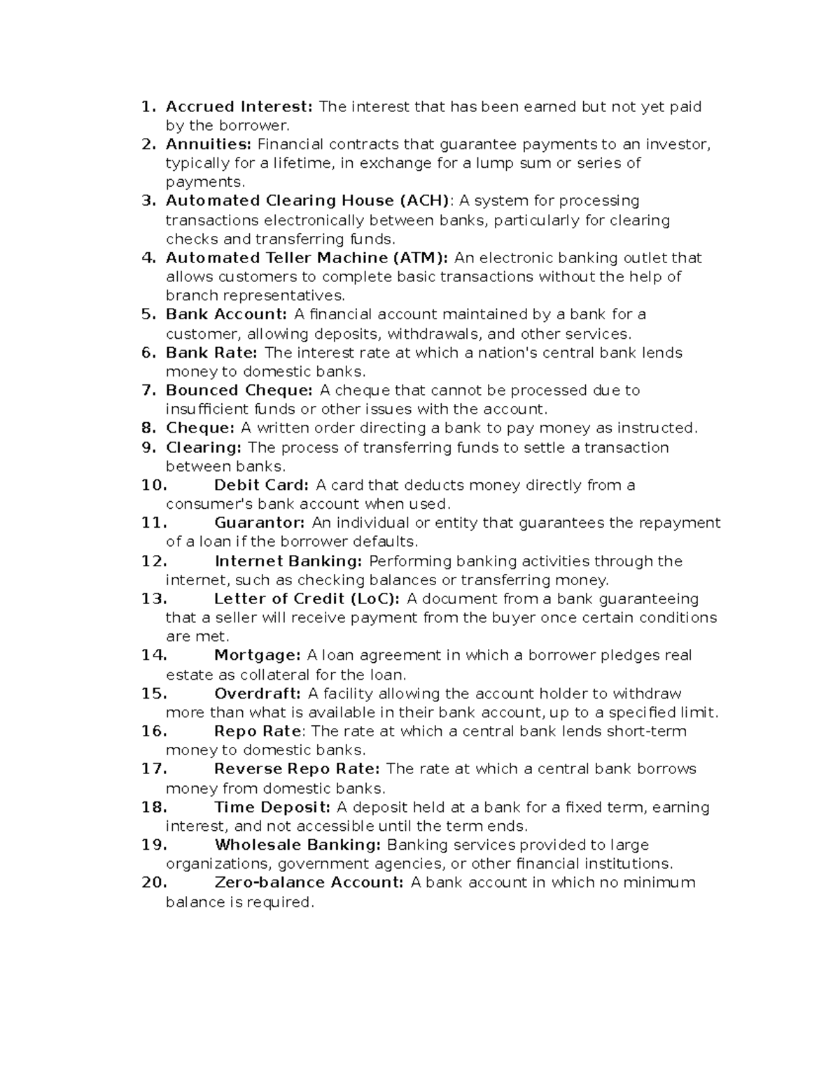 Banking terminology - Definiciones de Terminos bancarios - Accrued ...
