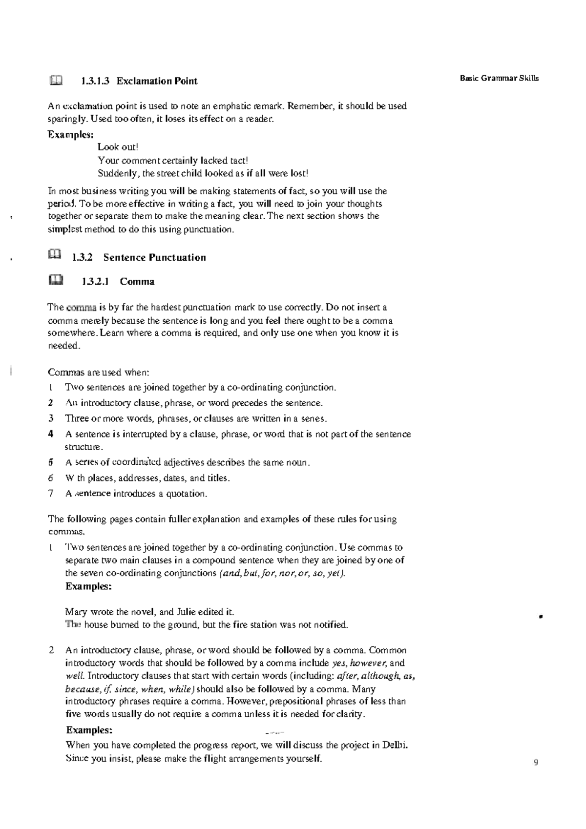 Basic Grammar Skills-5 - 1.3.1 Exclamation Point An e:cclamation point ...