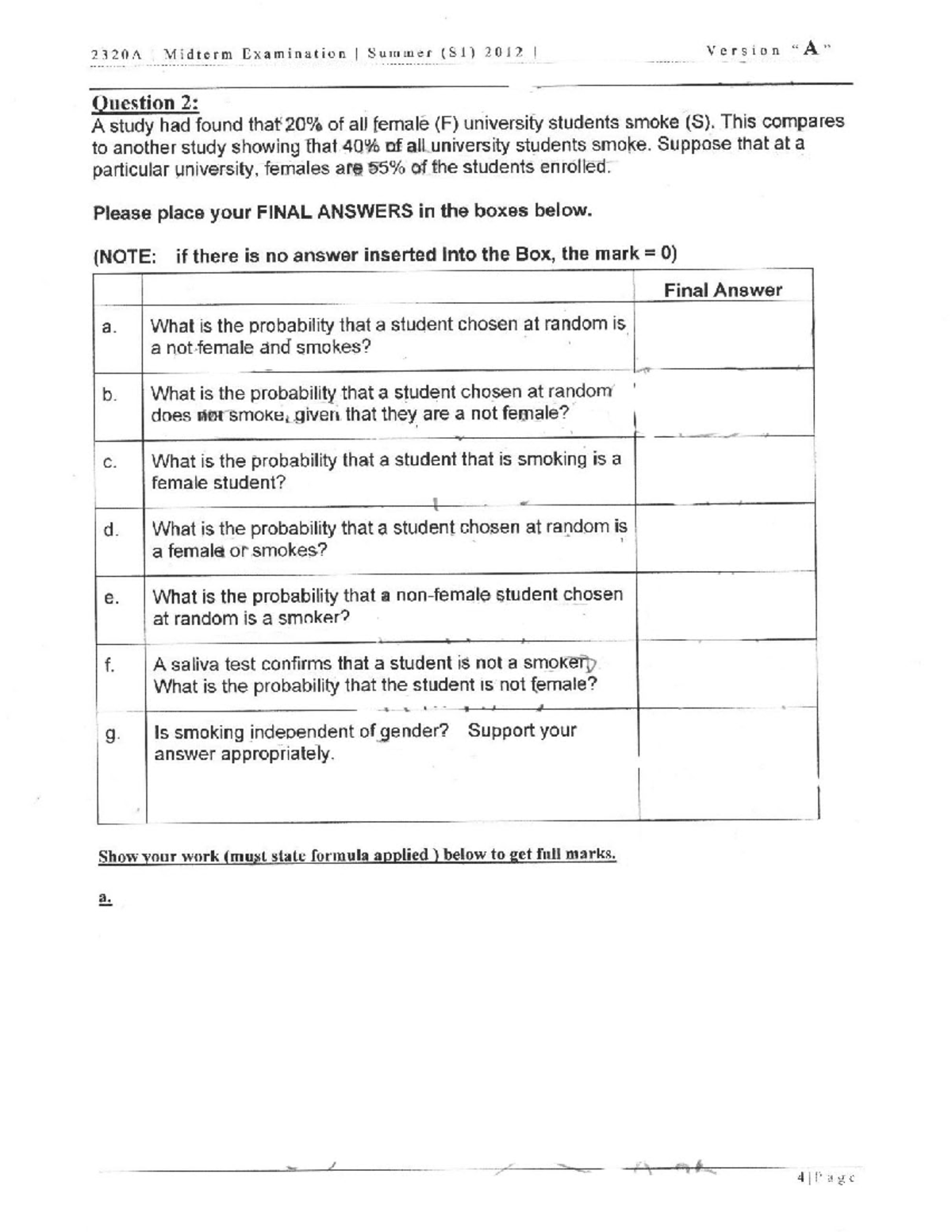 Midterm Exam Summer 2012, Questions And Answers - ADMS 2320 Summer 2012 ...