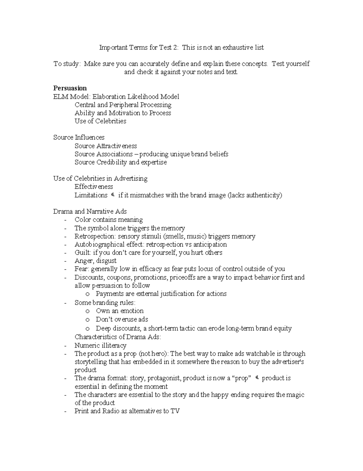 Test 2 terms - Summary Consumer Behavior - Important Terms for Test 2 ...