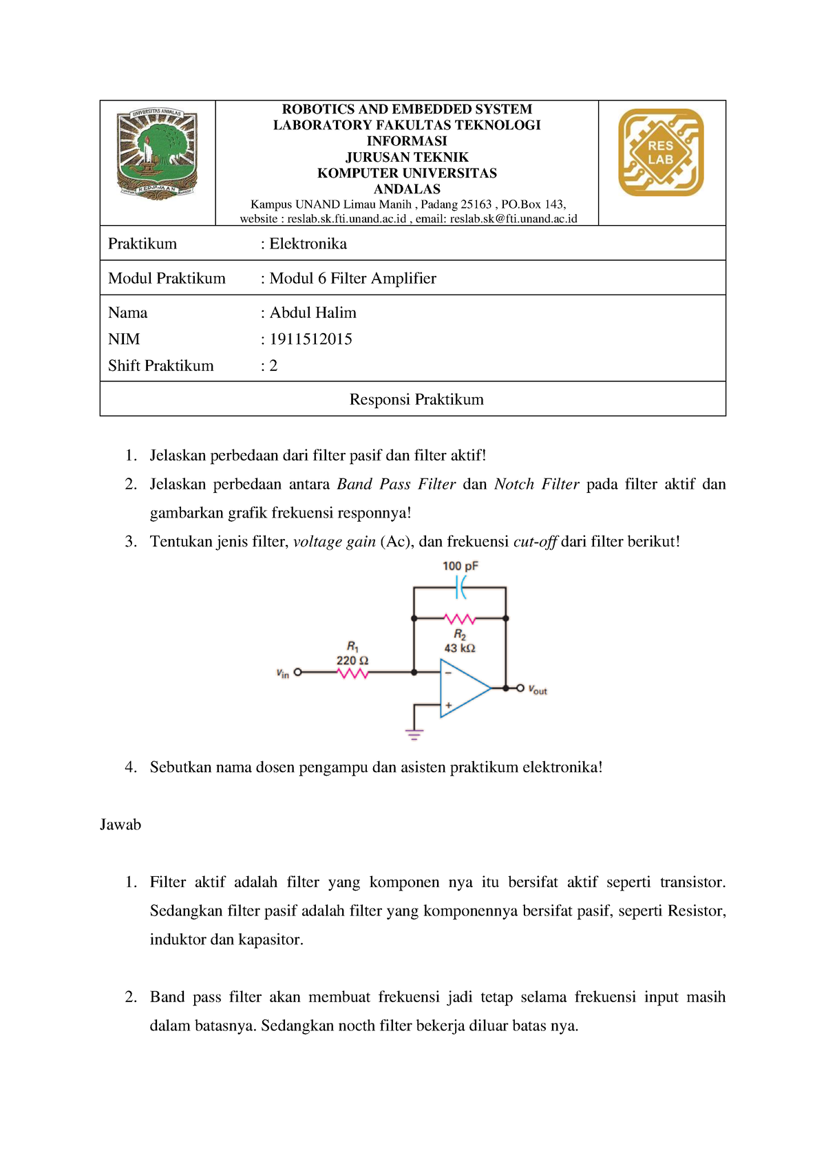 Jawaban Responsi Modul VI Prak Elektronika - ROBOTICS AND EMBEDDED ...