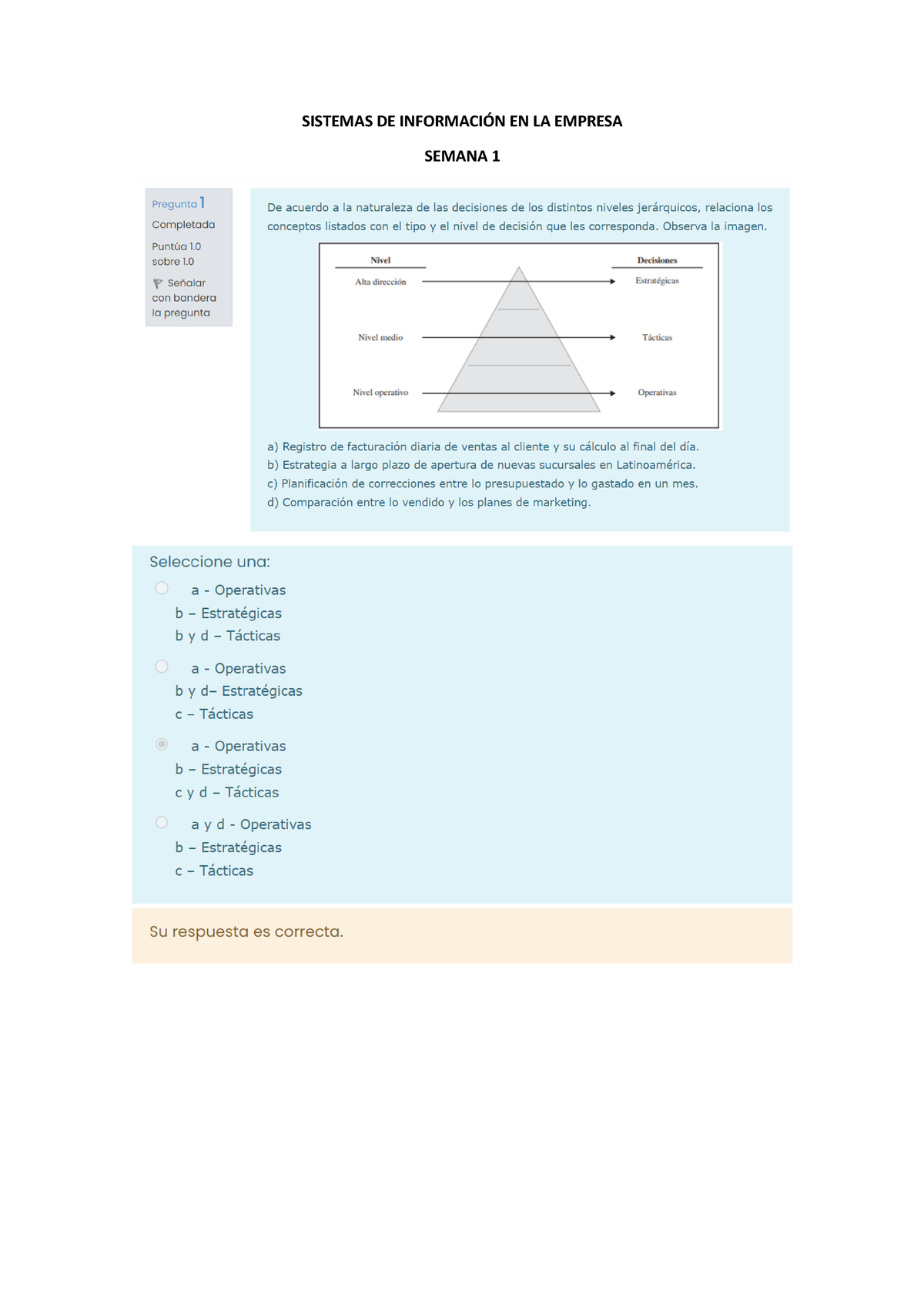 Sistemas DE Información EN LA Empresa - Examen Semana 1 Fisica Utel ...