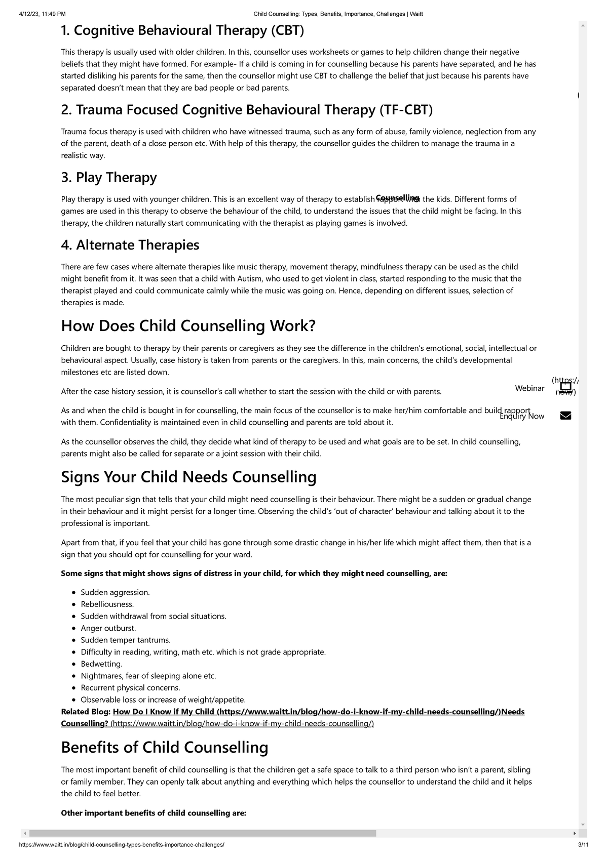 Child Counselling Waitt - 1. Cognitive Behavioural Therapy (CBT) This ...