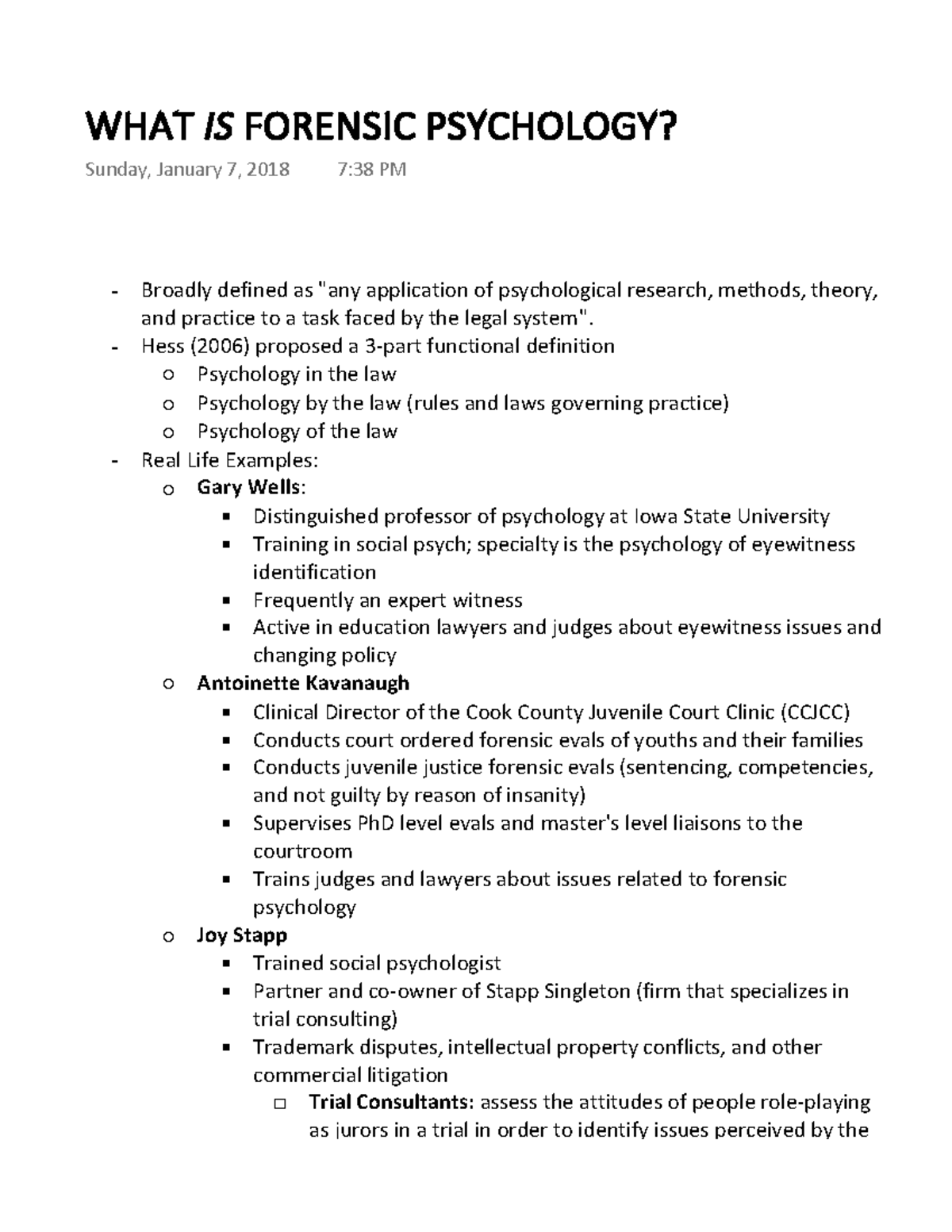 Forensic Psychology - Chapter 1 - Warning: TT: Undefined Function: 32 ...