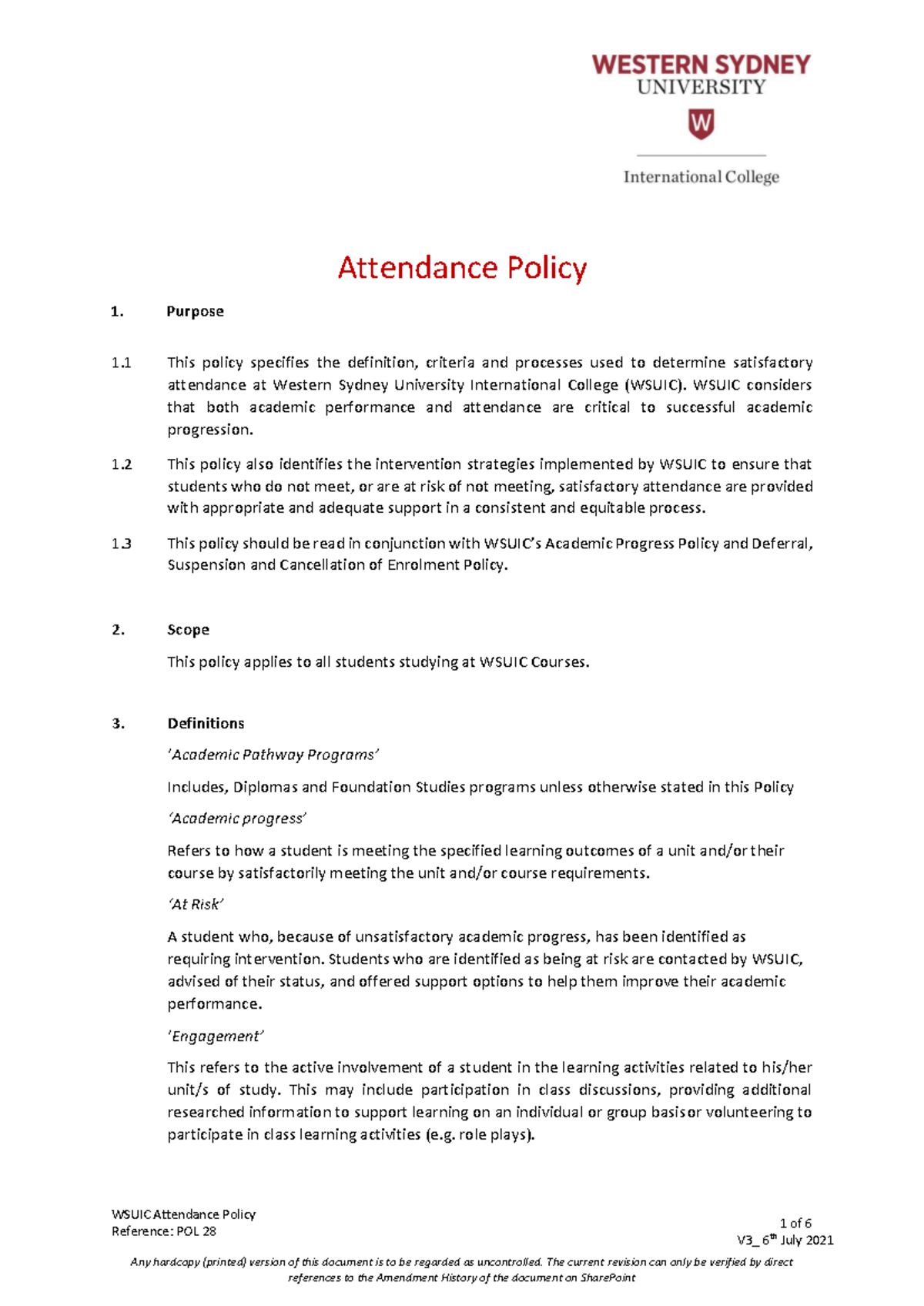Attendance-policy - foundations of law - WSUIC Attendance Policy ...