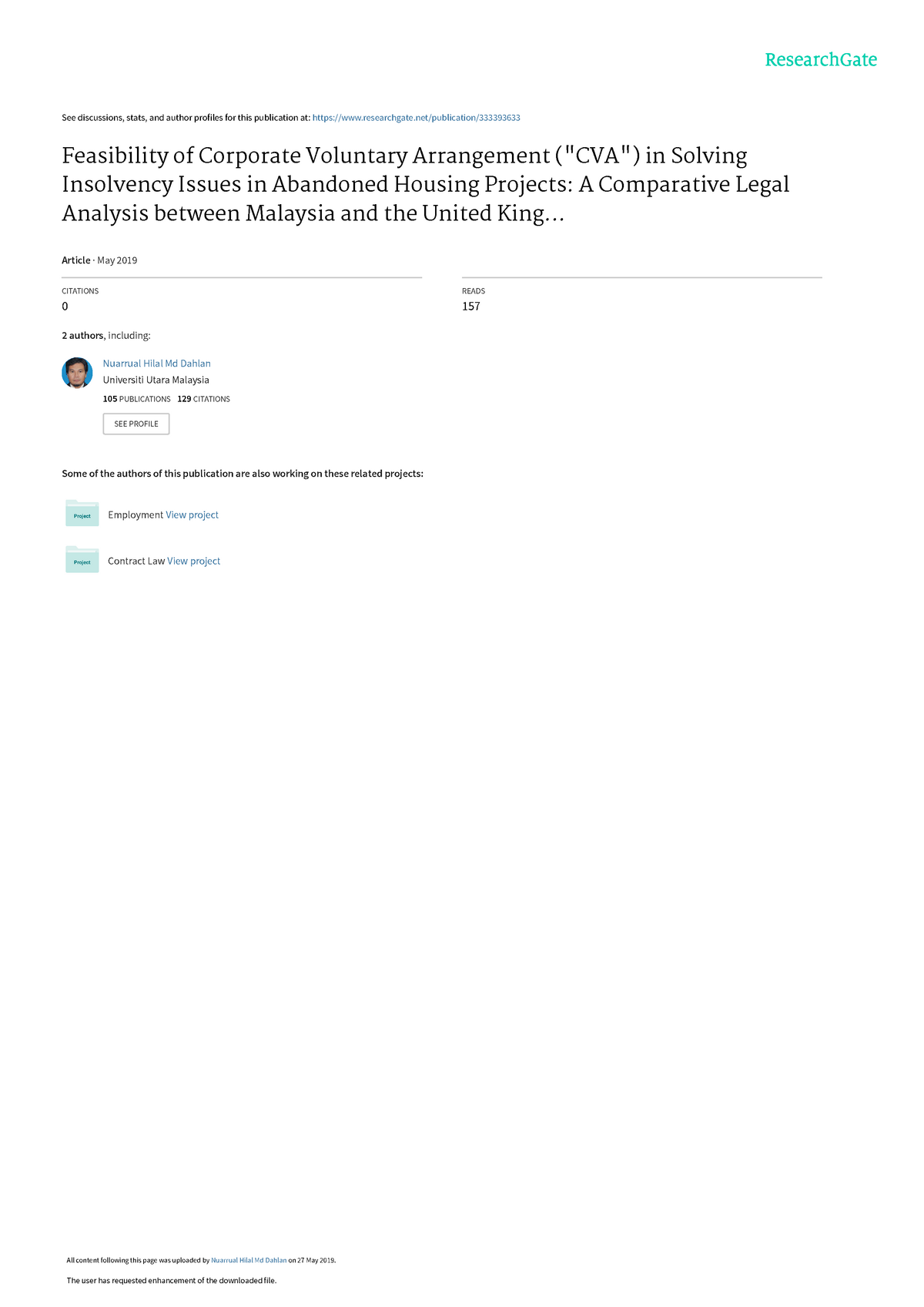 2014 Research Gate The Law Review Feasibilityof CVAin 