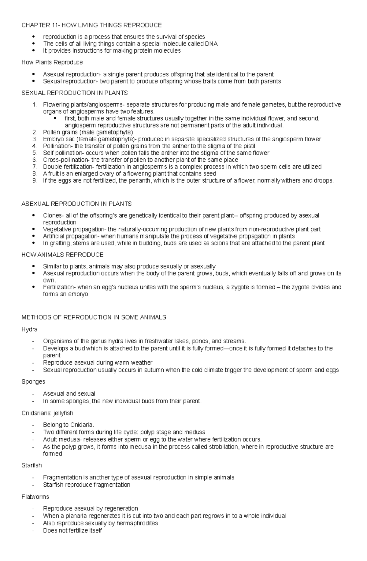 Biological Reproduction - CHAPTER 11- HOW LIVING THINGS REPRODUCE ...