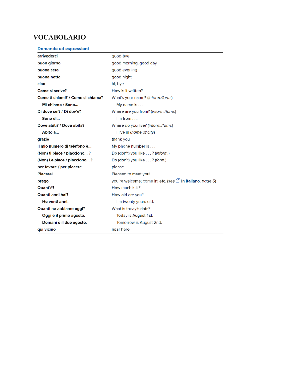 Italian Rules Vocabulary - VOCABOLARIO GRAMMAR RULES Maschille o ...