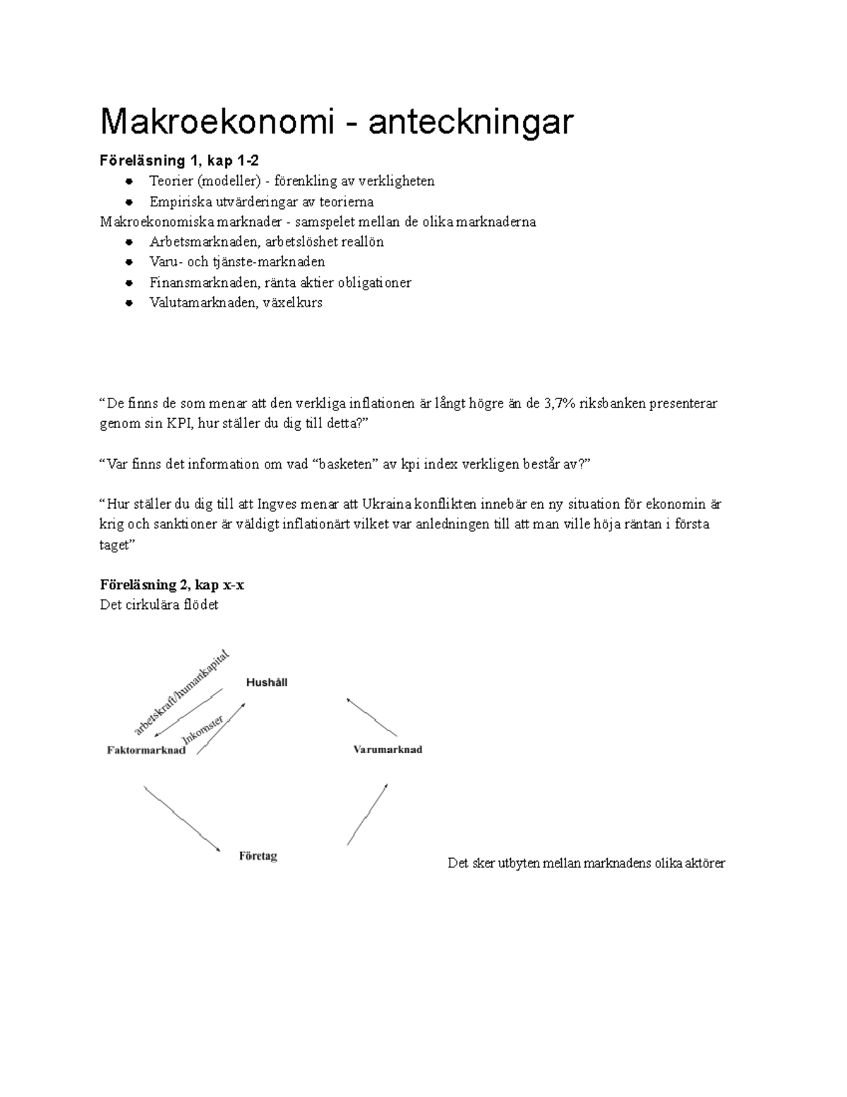 Makroekonomi Anteckningar 5 Föreläsningar - Makroekonomi - Anteckningar ...