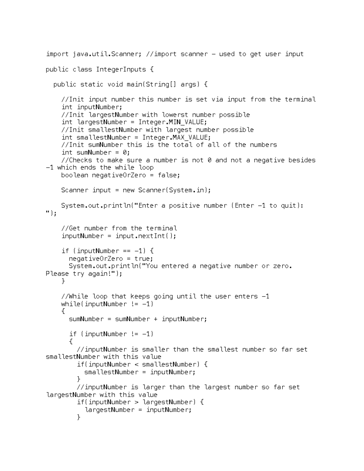 Integer Inputs Practice Materials written in JAVA import java.util
