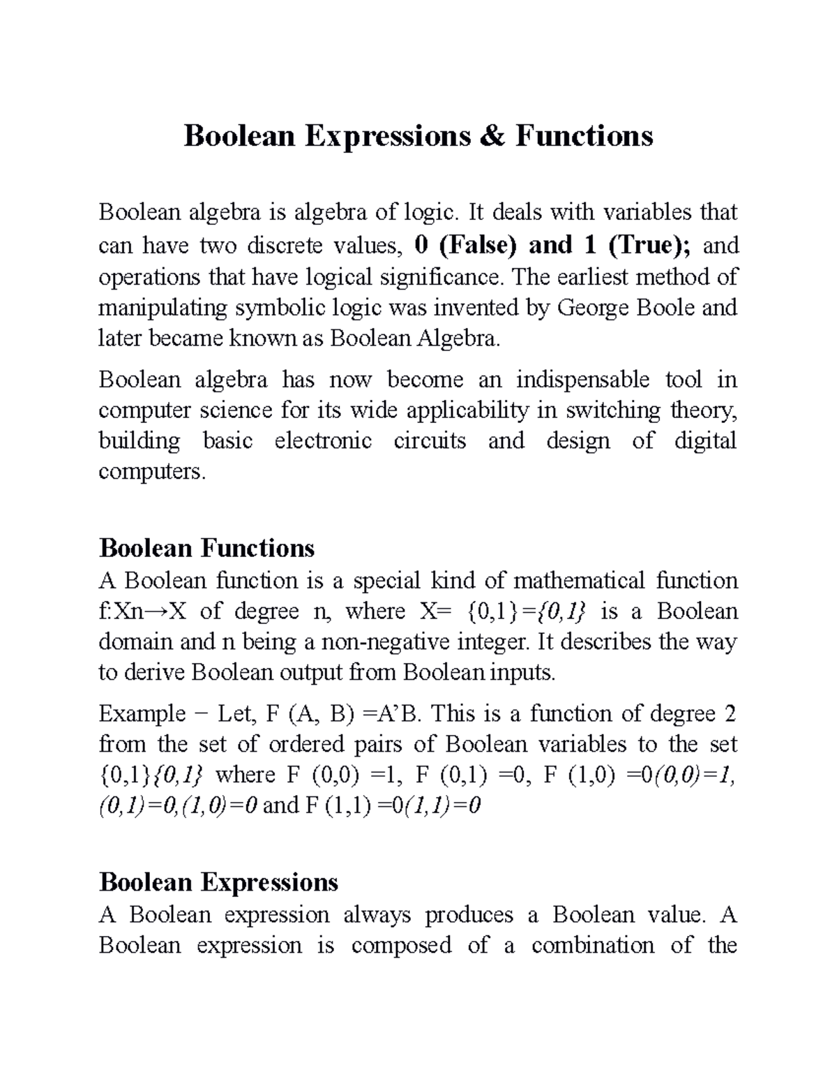 Boolean Expression And Functions And Simplification - Boolean ...