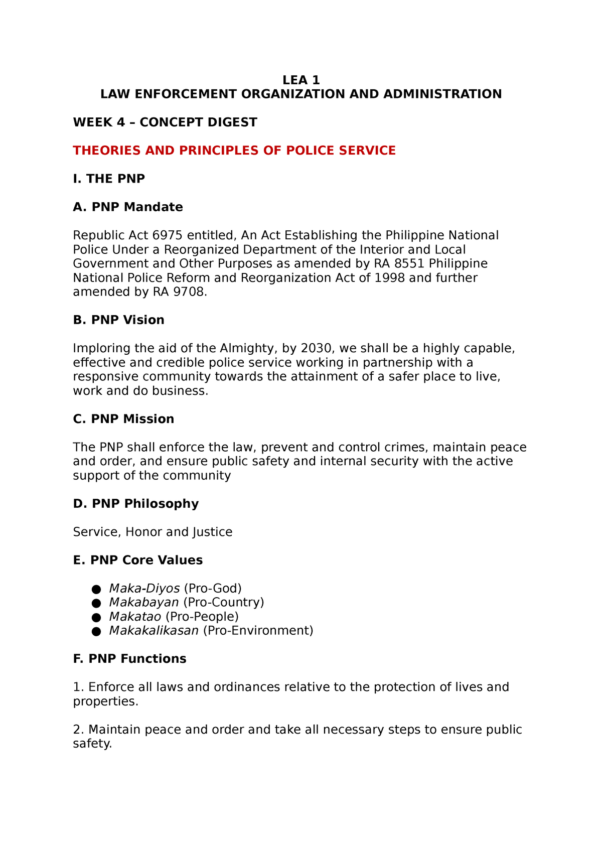 theories-and-principles-of-police-service-lea-1-law-enforcement