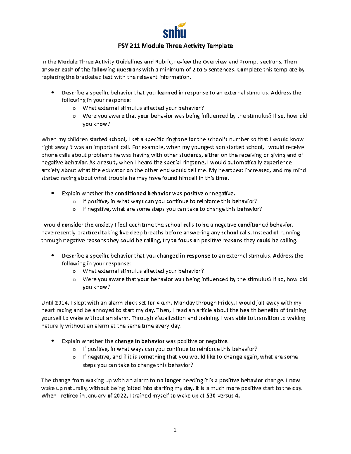 PSY-211 Module 3 Activity - PSY 211 Module Three Activity Template In ...