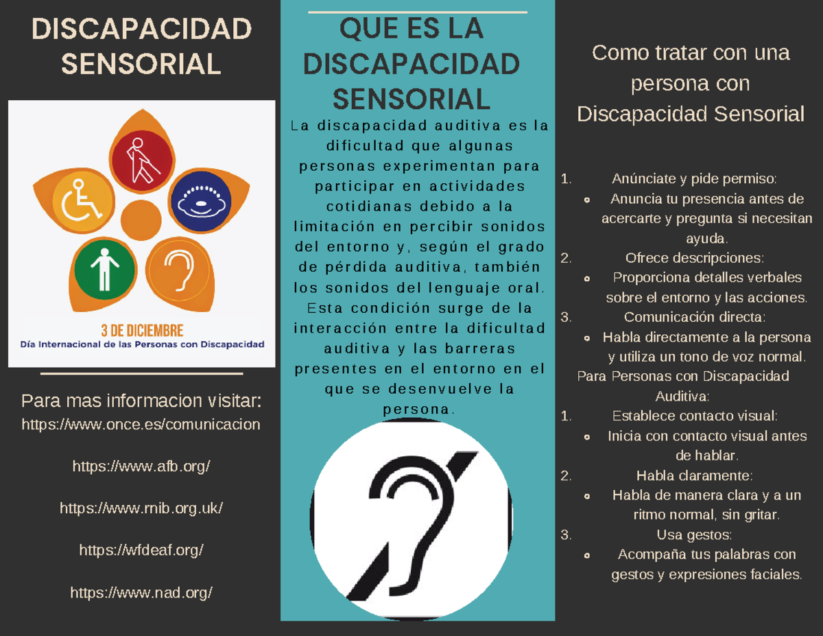 Discapacidad sensorial QUE ES LA DISCAPACIDAD SENSORIAL L a d i s c a