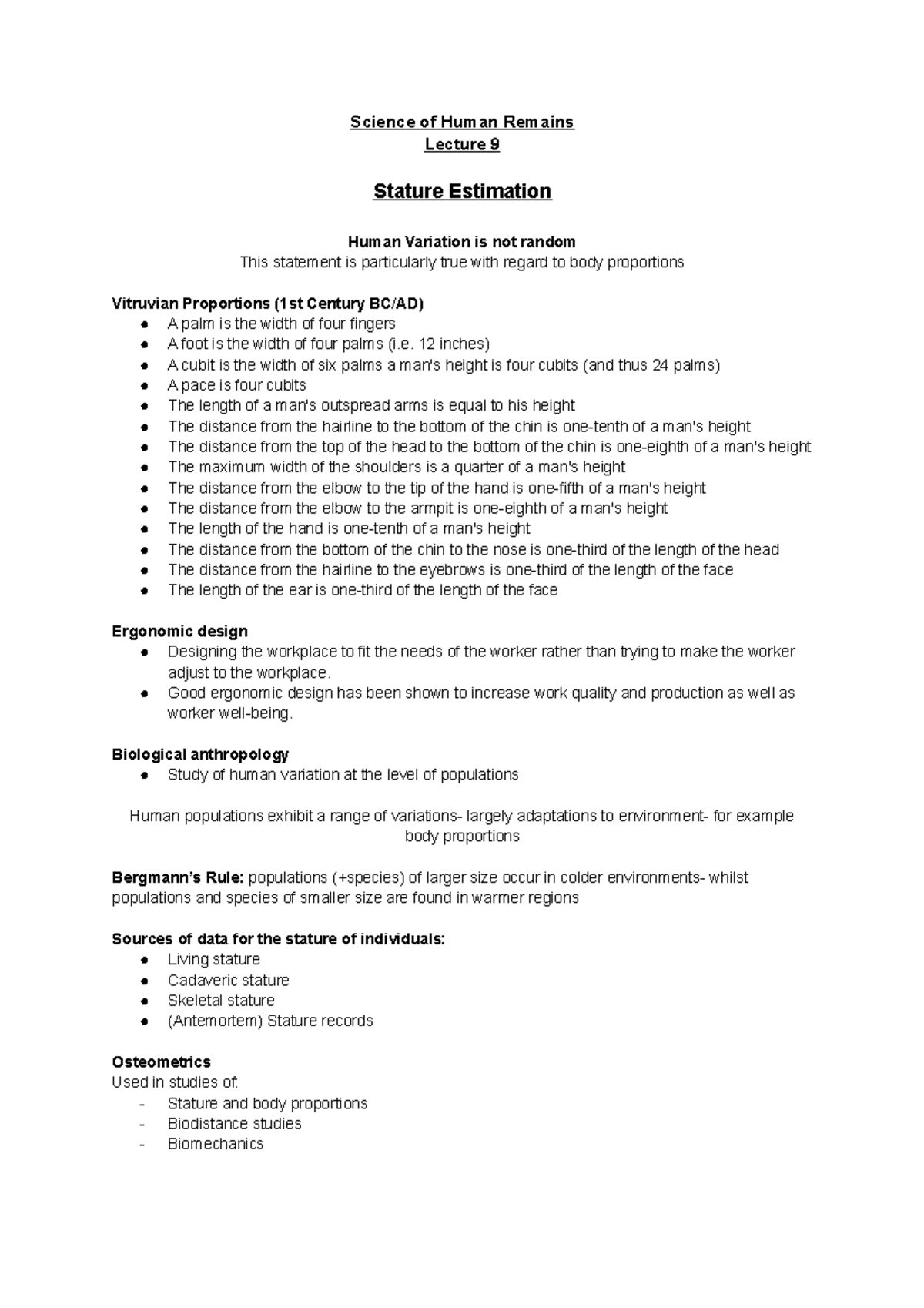 Science of Human Remains,- stature estimation - Science of Human ...
