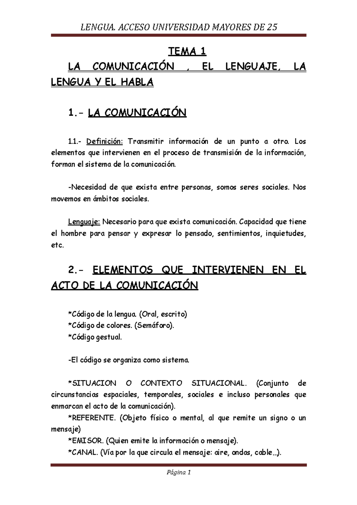 TEMA 1 Lengua - TEMA 1 LA COMUNICACIÓN , EL LENGUAJE, LA LENGUA Y EL ...