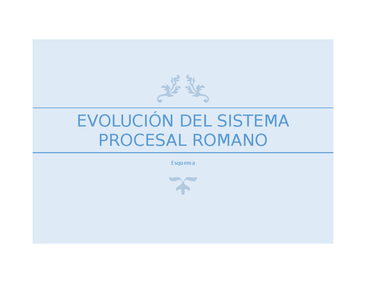 EVOLUCIÓN DEL SISTEMA PROCESAL ROMANO EVOLUCIÓN DEL SISTEMA PROCESAL ROMANO Esquema Edere