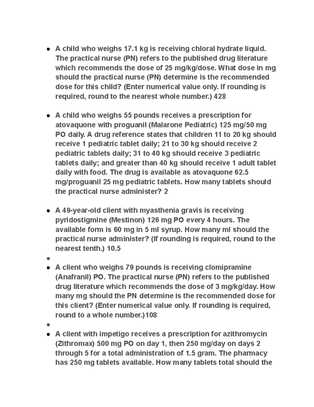 Dosage Calcu Question A Child Who Weighs 17 Kg Is Receiving Chloral   Thumb 1200 1553 