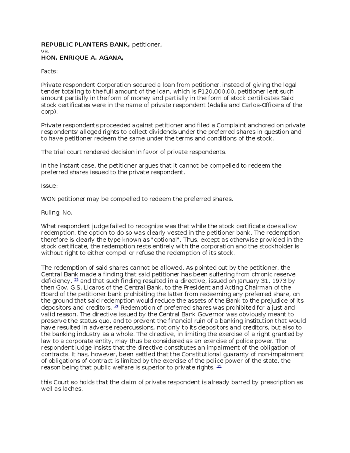 Republic Planters BANK V Agana REPUBLIC PLANTERS BANK, petitioner, vs