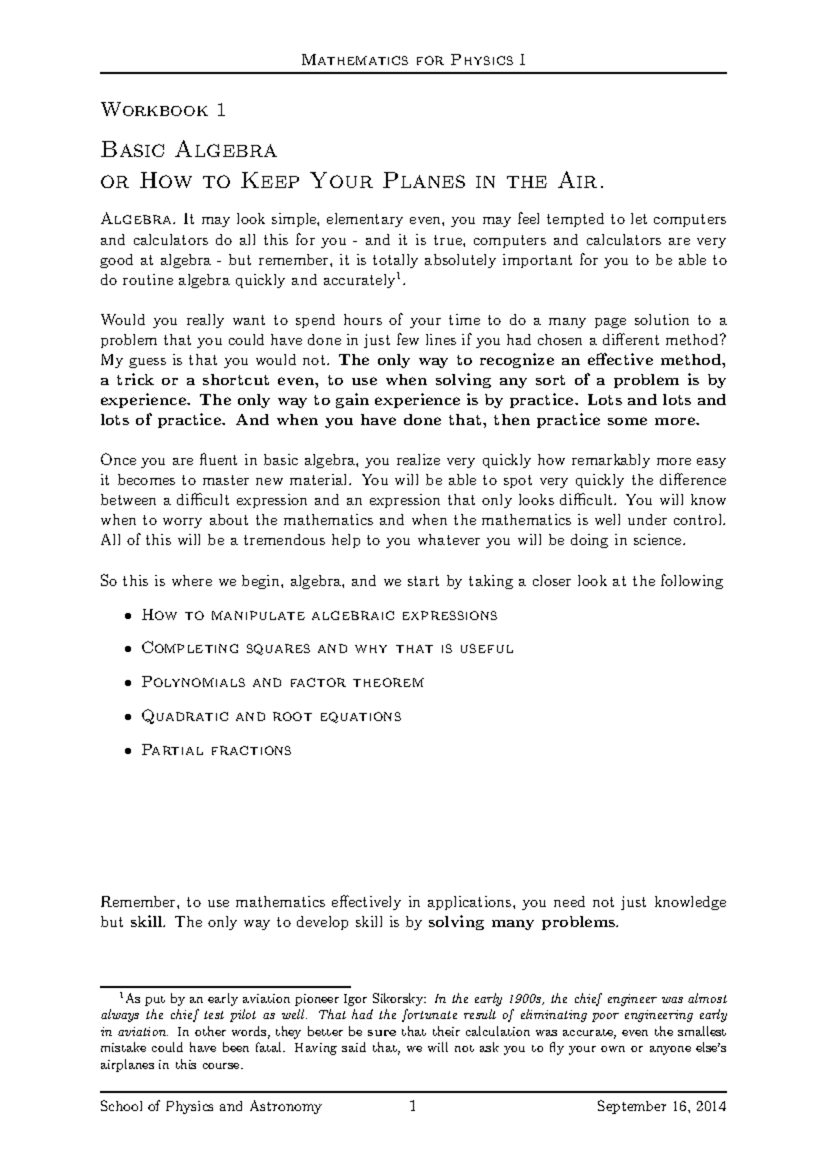 Maths for Physics 1-Basic Algebra Notes - Workbook 1 Basic Algebra or ...