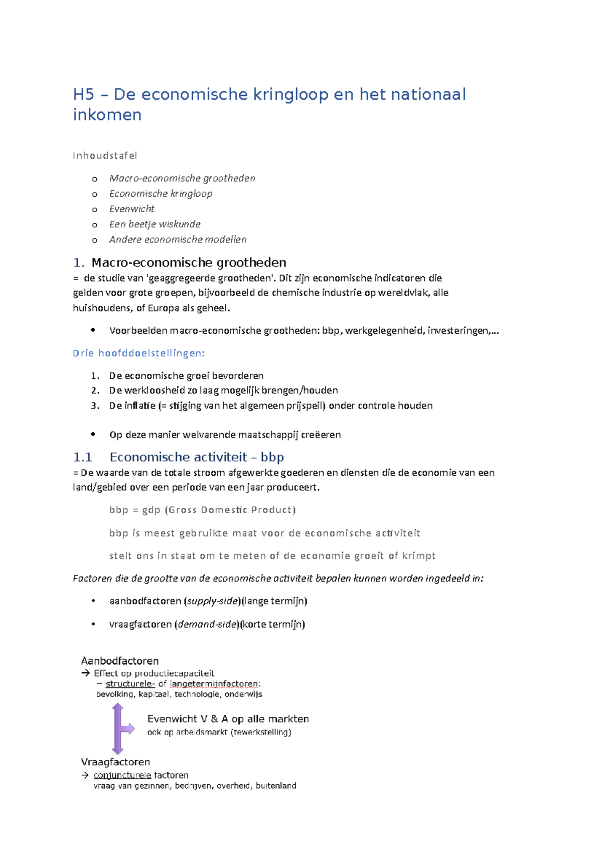 H5 samenvatting - Ik doe marketing - H5 – De economische kringloop en ...