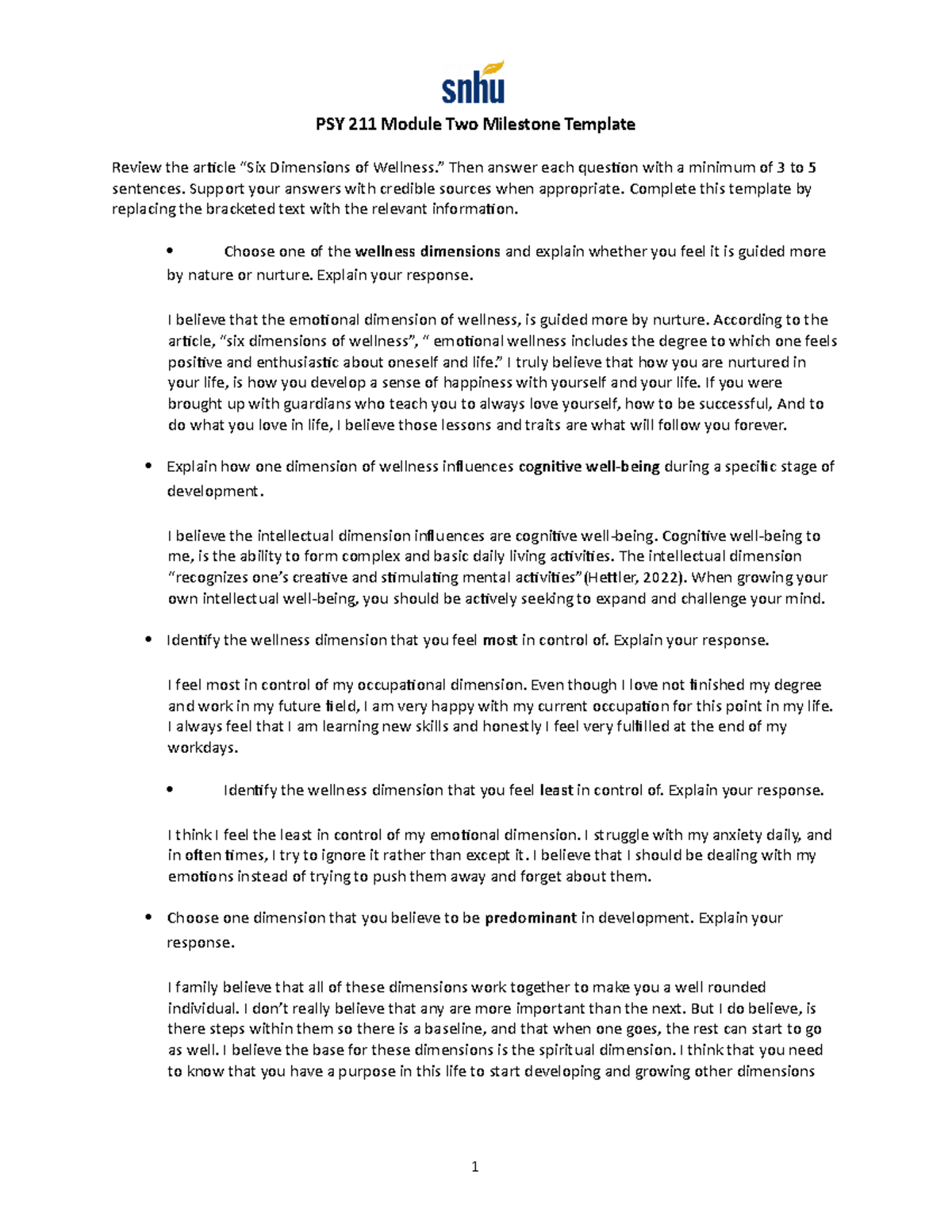 Psy 211 Module Two Milestone Template 2 Copy - Psy 211 Module Two 