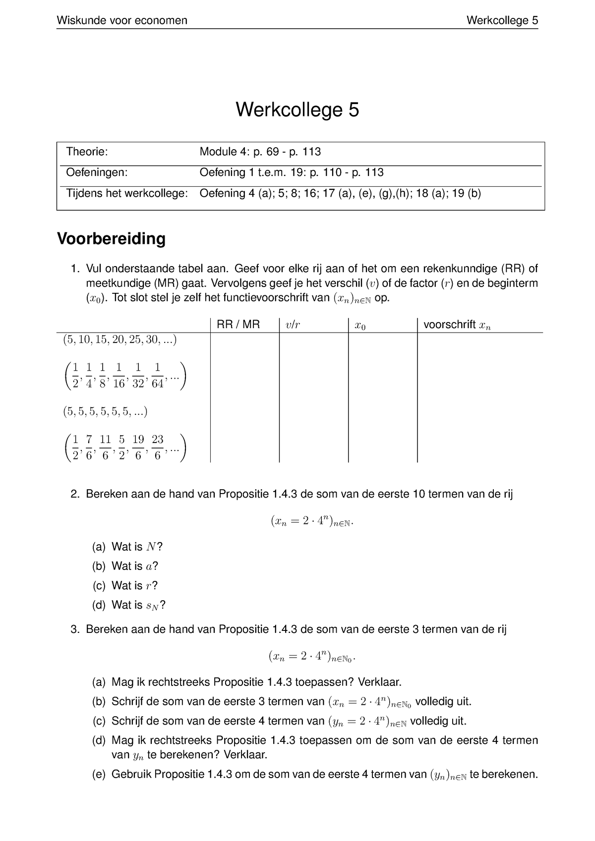 Werkcollege 5 - 69 - P. 113 Oefeningen: Oefening 1 T.e. 19: P. 110 - P ...