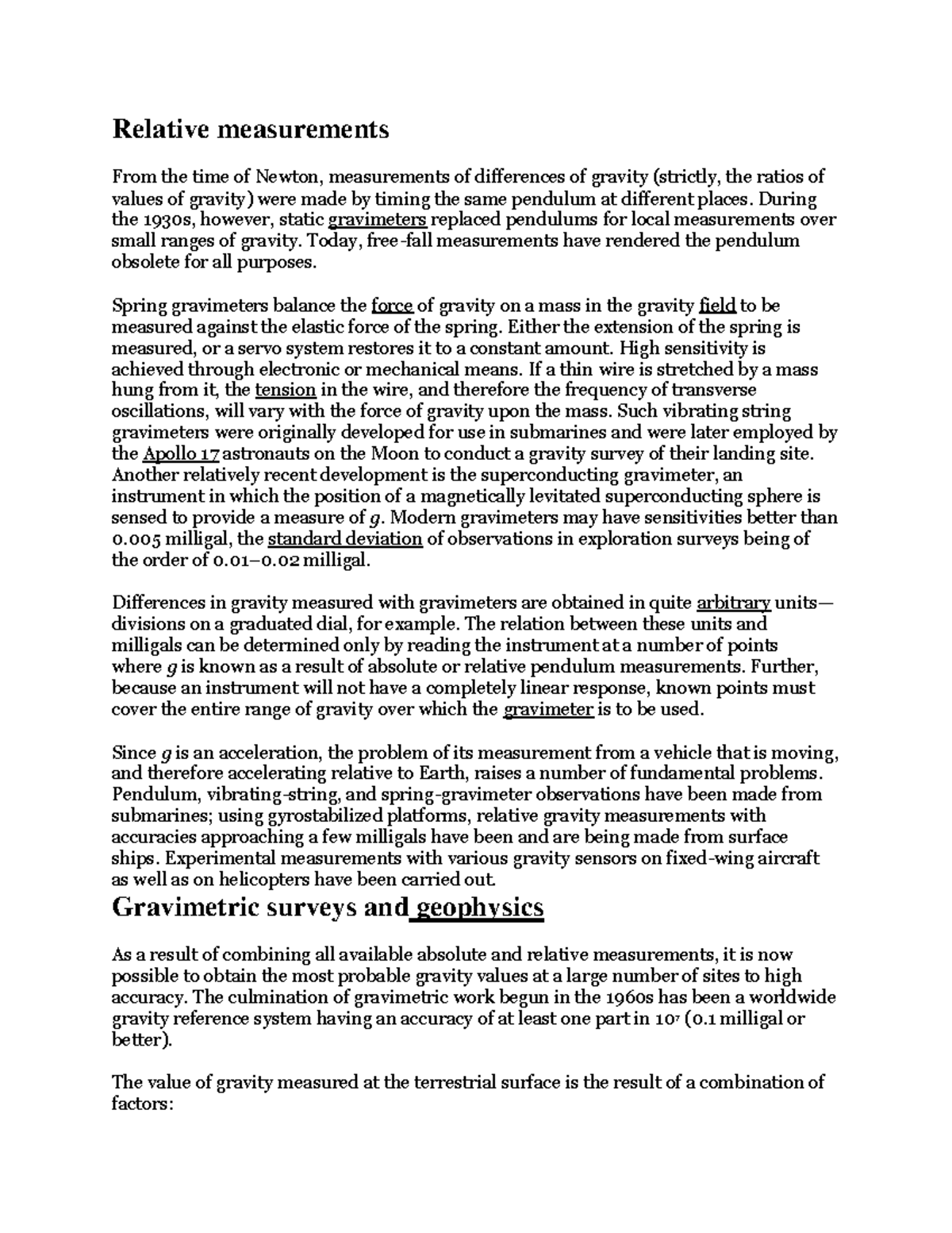 Relative measurements - Relative measurements From the time of Newton ...