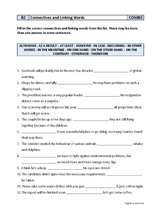 Connectors 1 - english-practice B 2 Connectives and Linking Words CON ...
