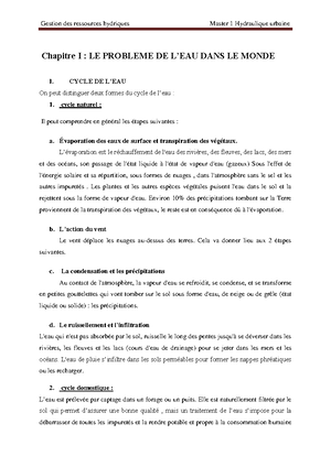 LE Probleme DE L’EAU DANS LE Monde