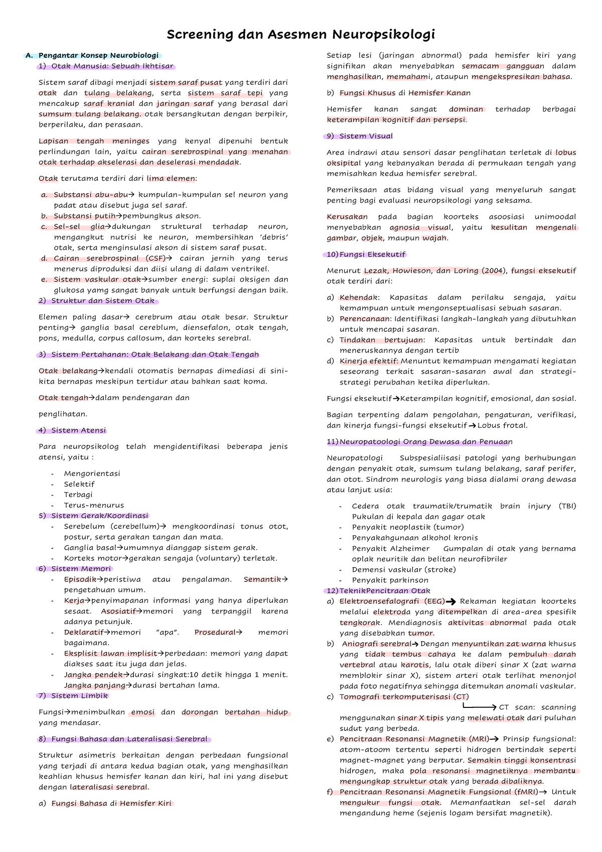 Screening Dan Asesmen Neuropsikologi - Pengantar Konsep Neurobiologi 1 ...