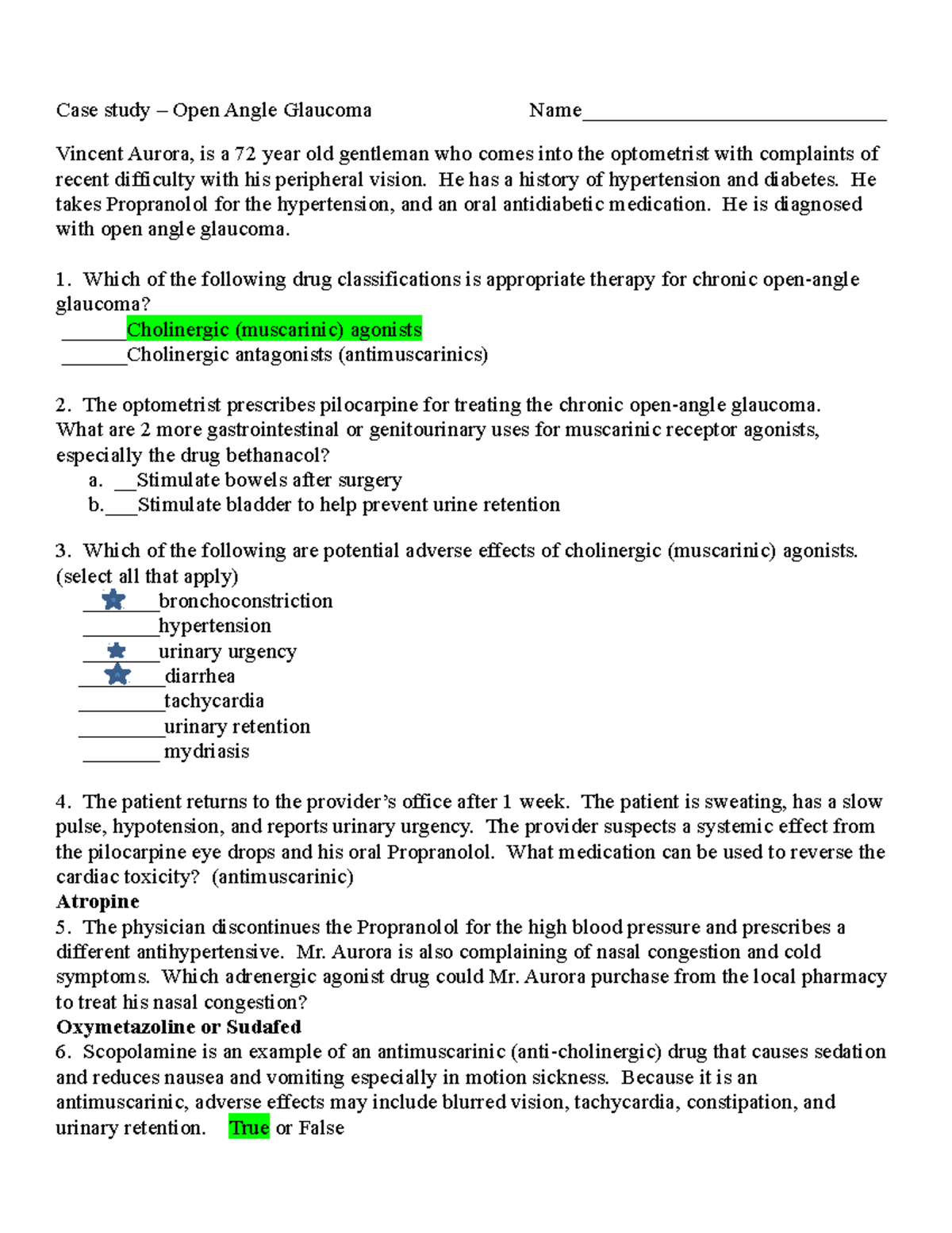 Glaucoma Case Study - Case study – Open Angle Glaucoma Name ...