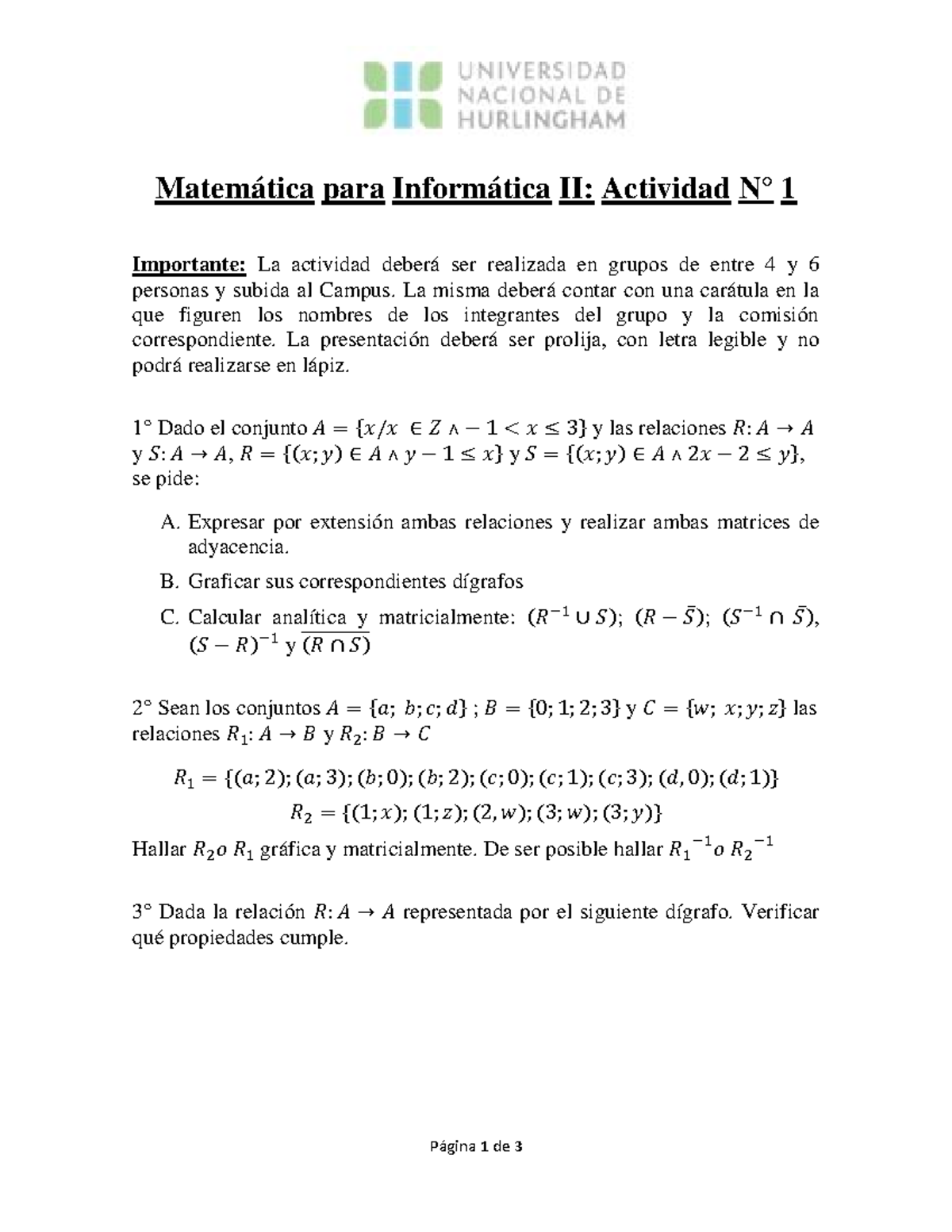Actividad 1 - Página 1 de 3 Matemática para Informática II: Actividad N ...
