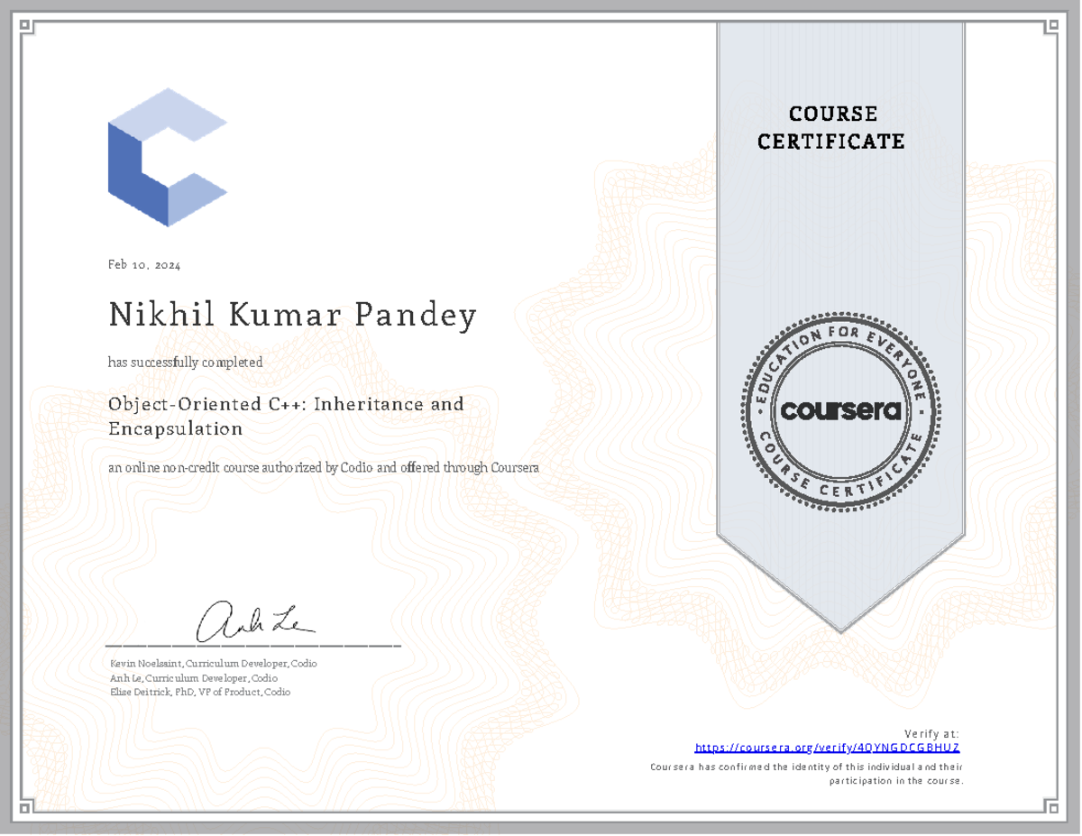 Coursera 4 Qyngdcgbhuz - Feb 1 0, 2 02 4 Ni khi l Kuma r Pa n dey Obj ...