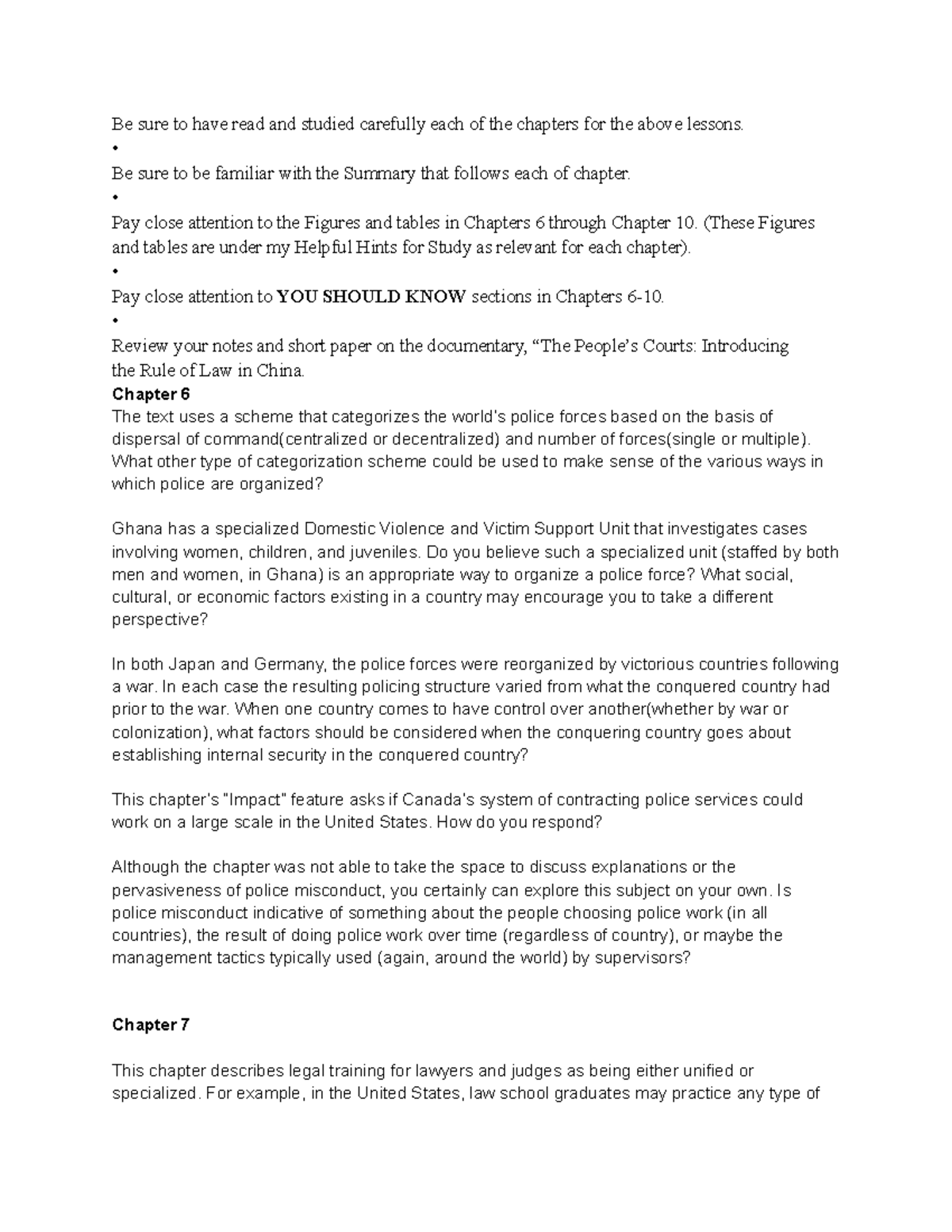 CRIM Final Exam Notes - Be sure to have read and studied carefully each ...