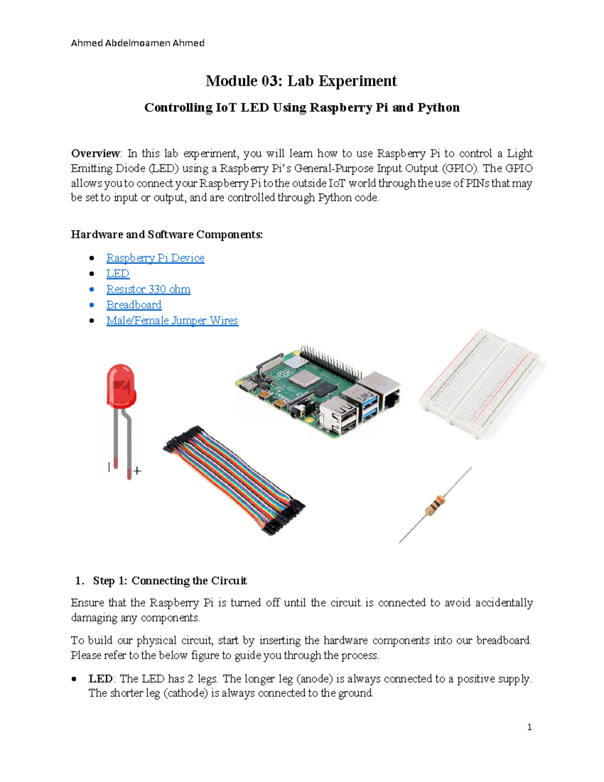 Ahmed a le3 - Abc - Module 03: Lab Experiment Controlling IoT LED Using ...
