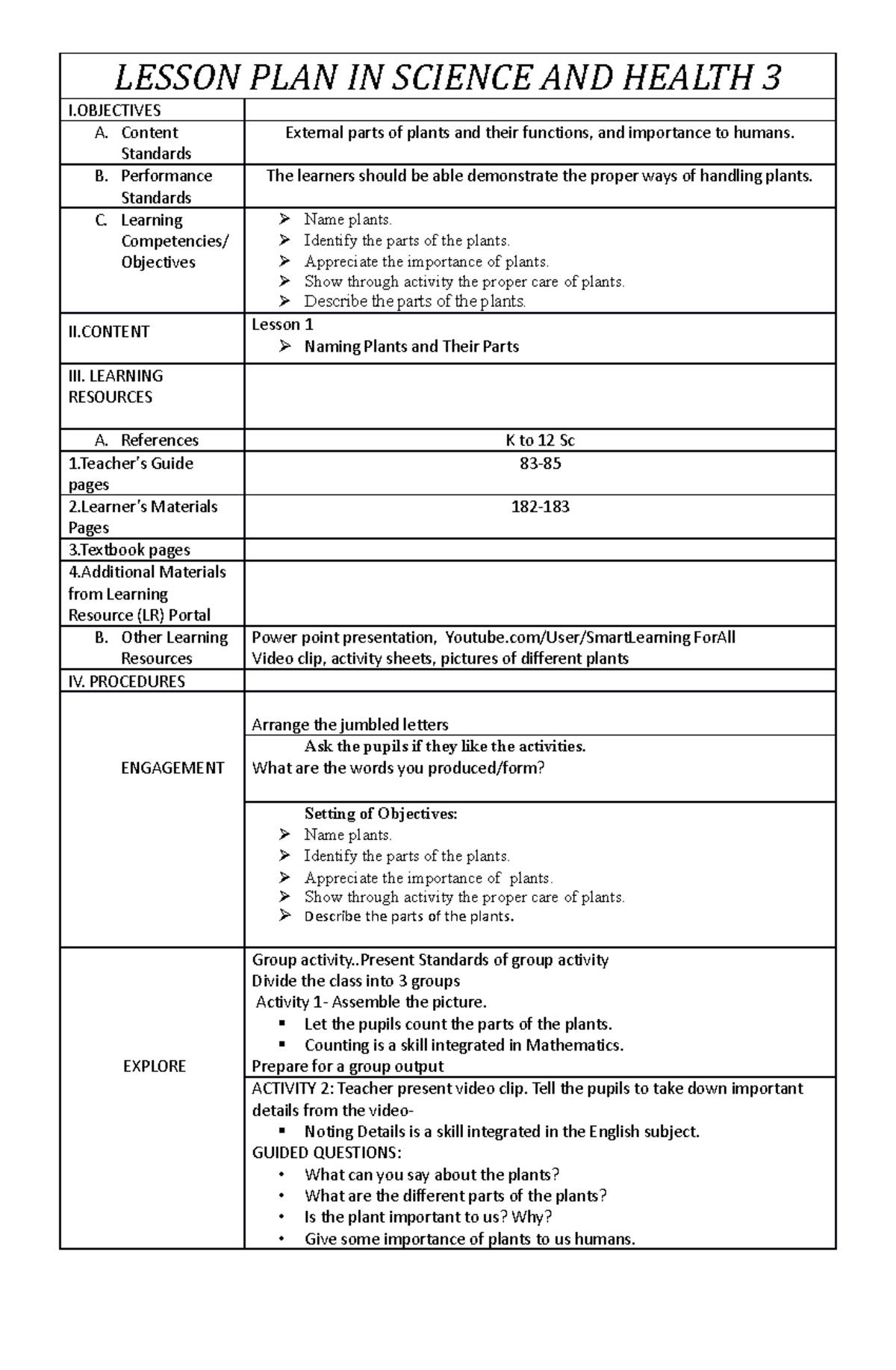 LP DEMO Grade 3 - students references - LESSON PLAN IN SCIENCE AND ...